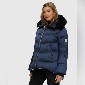Gorski Montreal APRÈS-SKI JACKET DETACHABLE SHEARLING LAMB HOOD NWT SMALL